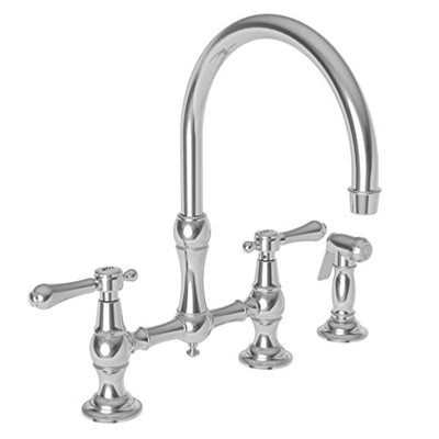 Ginger USA N9458/15 Kitchen Bridge Faucet with Side Spray - 9458 - POLISHED NICKEL - Chesterfield