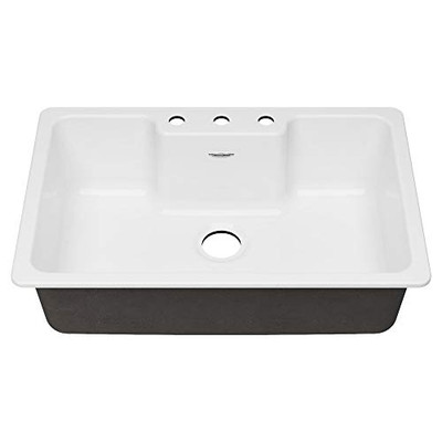 American Standard Quince 33X22 Top Mt Sb Kitchen Sink 3H Brilliant White 77SB33223308