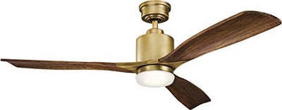 Kichler Ridley II LED 52in. Fan Natural Brass 300027NBR