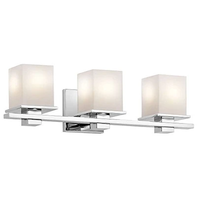 KICHLER 45151CH  Tully 3-Light Vanity Fixture and Satin Etched Cased Opal Glass, Chrome Finish