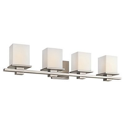 KICHLER 45152AP Tully 4LT Vanity Fixture, Antique Pewter Finish with Satin Etched Cased Opal Glass