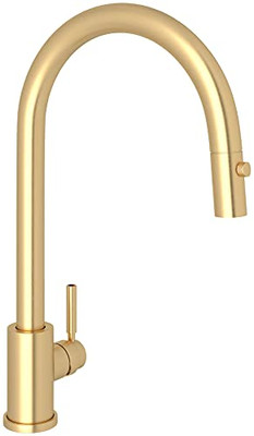 Rohl RU4044SEG2 PERRIN & ROWE HOLBORN CONTEMPORARY PULLDOWN KITCHEN FAUCET WITH METAL LEVER HANDLE IN SATIN ENGLISH GOLD