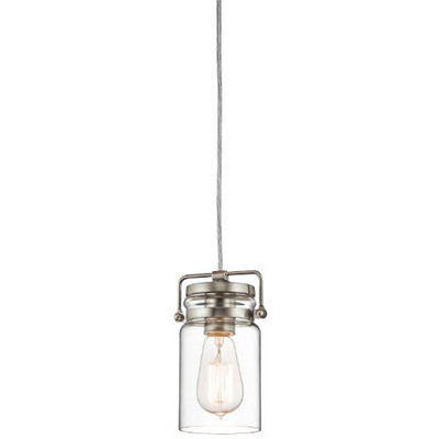 KICHLER 42878NI Lighting Brinley 1LT Mini-Pendant, Brushed Nickel Finish with Clear Glass Shade