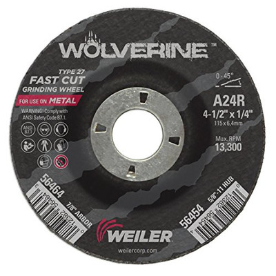 WEILER 804-56464 4-1/2 X 1/4 WOLV TY27 GRIND WHL  A24R  7/8 AH