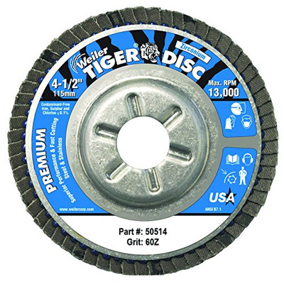 WEILER 804-50514 4-1/2DIA. 60GRIT FLAP WHEEL 7/8ARBOR H