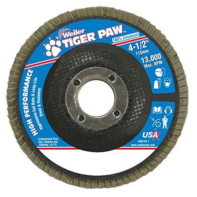 WEILER 804-51109 4-1/2 TIGER PAW ABRASIVE FLAP DISC- FLAT- - 60Z