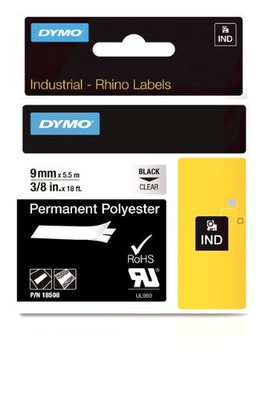 Dymo 784-18508DMO RHINO 3/8 CLEAR PERMANENT POLY LABELS