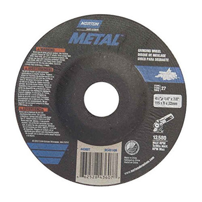 NORTON 547-66252843607 4-1/2X1/4X7/8 TYPE 27 DEPRESSED CENTER WHEEL
