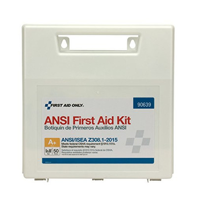 FIRST AID ONLY 579-90639 50 PERSON FIRST AID KTANSI A+  PL CASE W/DIVIDER