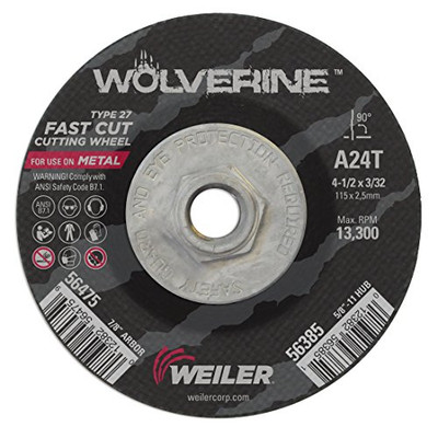 WEILER 804-56385 4-1/2 X 3/32 WOLV TY27 CUT WHL  A24T  5/8-11 UNC