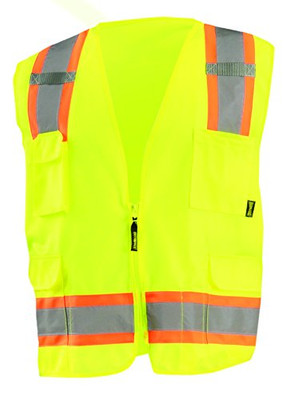 OCCUNOMIX 561-ECO-ATRANS-YL CL 2 VEST-SOLID-2TONE-ZIP-8 POC-L-Y