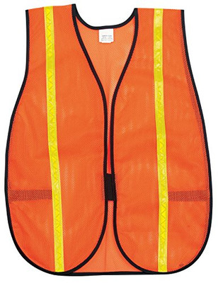 RIVER CITY 611-V211R POLYESTER MESH SAFETY VEST ORANGE 3/4LIME STRIP