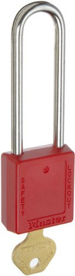 MASTERLOCK 470-410LTRED LT. WEIGHT XENOY SAFETYLOCKOUT PADLOCK 3 SHACK