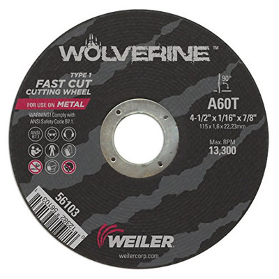 WEILER 804-56103 4-1/2 X 1/16 WOLV TY1 C-O WHL  A60T  7/8 AH