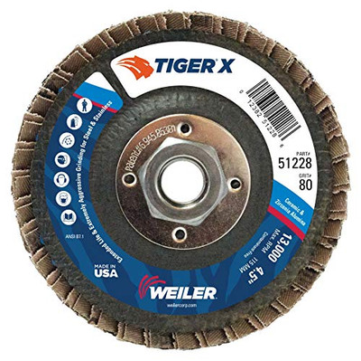 WEILER 804-51228 4-1/2 TIGER X FD  FLAT PHEN BACK  80Z  5/8-11