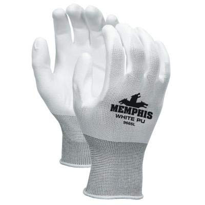 MEMPHIS GLOVE 127-9665L WHITE NYLON WHITE PU 13GA