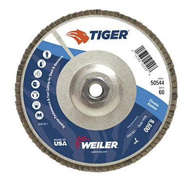 WEILER 804-50544 7 TIGER DIS ABR. FLAP DISC 60 GRIT 5/8
