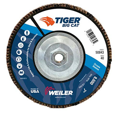 WEILER 804-50843 7 TIGER DISC BIG CAT ABR FLAP DISC PHENOLIC BK