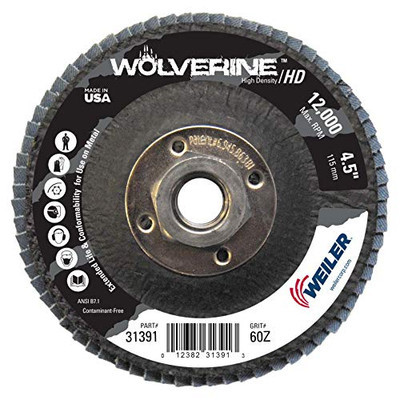 WEILER 804-31391 4-1/2 WOLV HD FLAP DISC FLAT 60Z 5/8-11 UNC NUT