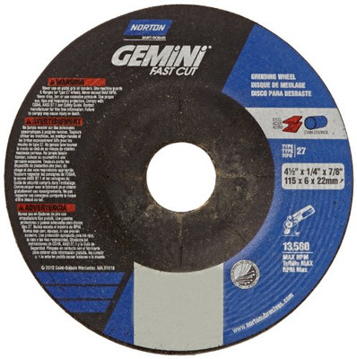 NORTON 547-66252843584 4-1/2X1/4X7/8 GP GRINDING WHEEL RAISED HUB