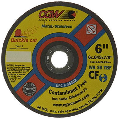 CGW Abrasive 421-36302 6X.045X7/8 T1 WA36-T-BFCF QUICKIE CUT