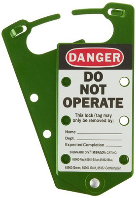 BRADY 262-65963 LABELED LOCKOUT HASPS GREEN