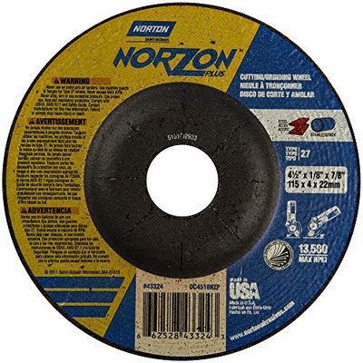 NORTON 547-66252843324 4-1/2X1/8X7/8 TAF LONG LIFE MINI TYPE 27 GRI