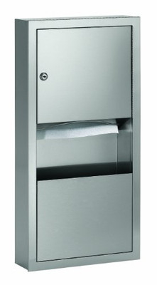 Bradley 2291-000000  Standard Stainless Steel Recessed Mounted Towel Dispenser/Waste Receptacle, 14" Width x 28" Height x 4" Depth