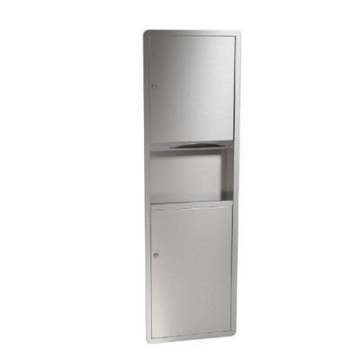 Bradley 235-000000  Standard Stainless Steel Recessed Mounted Towel Dispenser/Waste Receptacle, 17-1/8" Width x 56" Height x 4-1/16" Depth