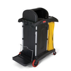 Rubbermaid 120808 ® COMMERCIAL HIGH-SECURITY JANITOR CART FOR MICROFIBER PRODUCTS, BLACK Commercial Products