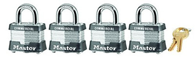 MASTERLOCK 470-3QCOM 4 PIN TUMBLER SAFETY PADLOCK SET (4 LOCKS) DIFFE