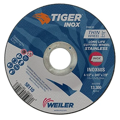 WEILER 804-58110 4-1/2 X 045 TIGER INOX TY27 C-O WHL   7/8 AH