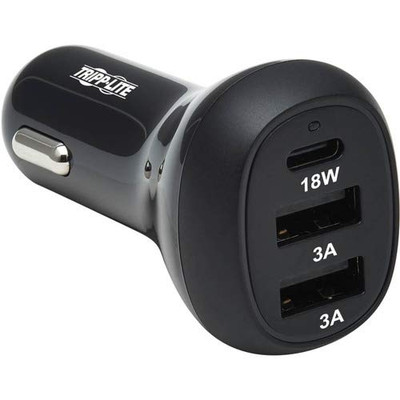 TRIPP LITE U280-C03-36W-1B USB CAR CHARGER 3-PORT 36W MAX CHARGING USB C, 2 USB-A BLACK