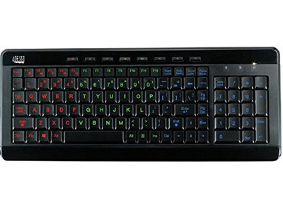 ADESSO AKB-120EB ADESSO SLIMTOUCH 120 - 3-COLOR ILLUMINATED COMPACT MULTIMEDIA KEYBOARD