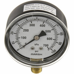 PRESSURE GAUGE;2-1/2; 0-100PSI