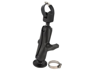 RAM 5204946 Mount -108-1 Trolling Motor Stabilizer with Long Double Socket Arm, Black Powder Coat Finish