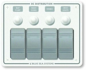 BLUE SEA SYSTEMS661-8272 4 POS. HORIZONTAL WHITE PANEL