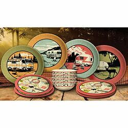 CAMP CASUAL925-CC001 DISH SET-12PC VINTAGE ROADTRIP