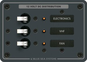 BLUE SEA SYSTEMS661-8025 PANEL DC 3 CIRCUIT BREAKER