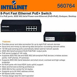 INTELLINET 560764 8 X POE PORTS, IEEE 802.3AT/AF POWER-OVER-ETHERNET (POE+/POE), ENDSPAN, DESKTOP