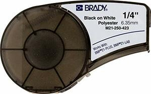 BRADY PEOPLE ID - CIPI M21-250-423 LABEL CARTRIDGE FOR BMP21-PLUS PRINTER, WHITE CART M21 B423 0.25IN X 21FT BLK/WH