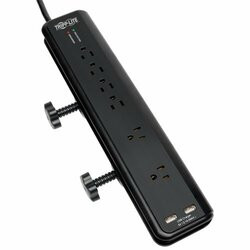 TRIPP LITE TLP606DMUSB SURGE PROTECTOR POWER STRIP DESK MOUNT 120V USB 6 OUTLET 6FEET  CORD