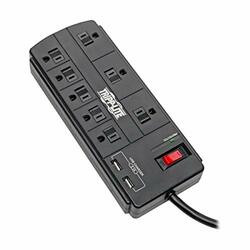 TRIPP LITE TLP88USBB SURGE PROTECTOR STRIP 8-OUTLET 2 USB CHARGING PORTS 8FT CORD
