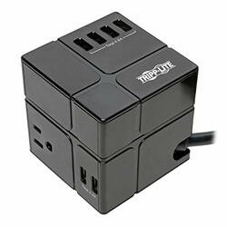 TRIPP LITE TLP366CUBEUSBB POWER CUBE - 3 AC/6 USB - 6.6A TOTAL. 540J/6 FT. CORD IN BLACK. REMOVABLE USB CH