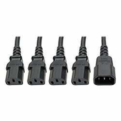 TRIPP LITE P004-18N-4XC13 Y SPLITTER COMPUTER POWER CORD 10A 18AWG C14 TO 4XC13 BLACK 18IN