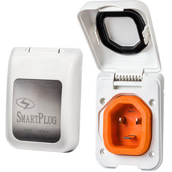 SmartPlug 30 Amp Non Metallic White Inlet - Boat &amp; RV Side