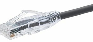 UNIRISE USA, LLC CS6-01F-BLK CLEARFIT SLIM CAT6 28AWG PATCH CABLE, SNAGLESS, BLACK, 1 FOOT, HIGH DENSITY CAT6