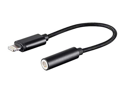 MONOPRICE, INC. 36444 MONOPRICE MFI CERTIFIED LIGHTNING TO 3.5MM AUDIO ADAPTER_ NYLON BRAID_ BLACK