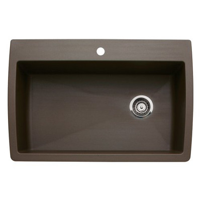 Blanco B440192 -3 Diamond 3-Hole Single-Basin Drop-In or Undermount Granite Kitchen Sink, Cafe Brown