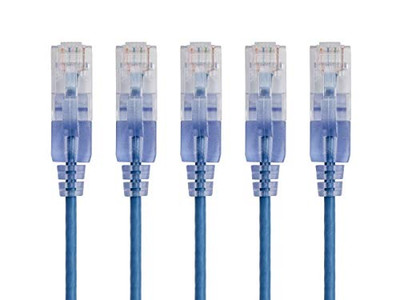 MONOPRICE, INC. 15134 5-PACK, SLIMRUN CAT6A ETHERNET NETWORK PATCH CABLE, 5FT BLUE